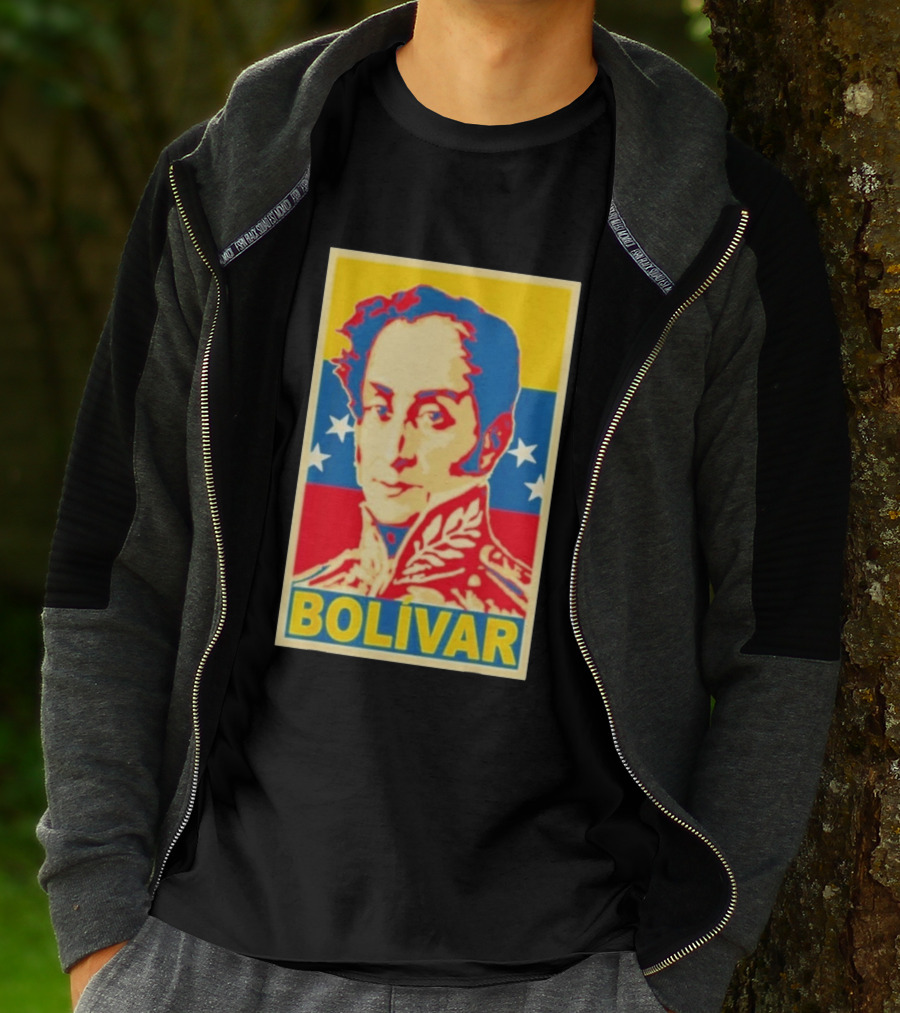 Bolivar Portrait Venezuelan Flag Colors Stars T-Shirt
