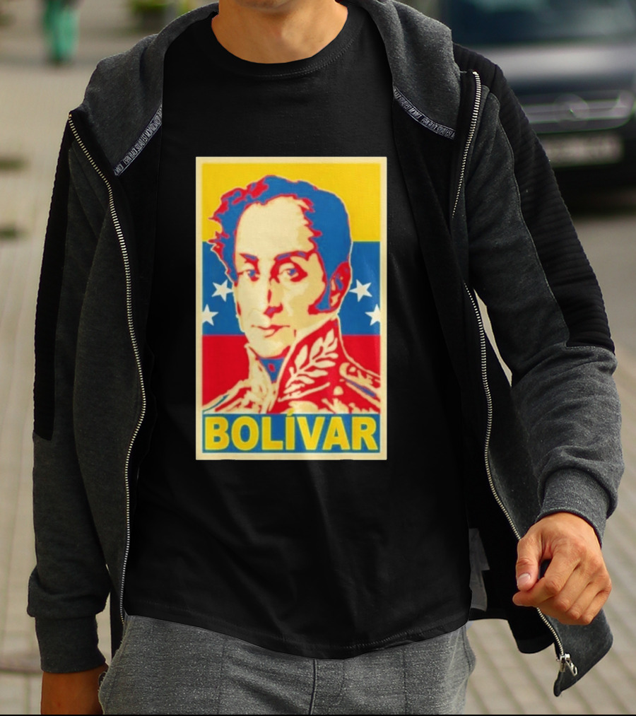 Bolivar Portrait Venezuelan Flag Colors Stars T-Shirt