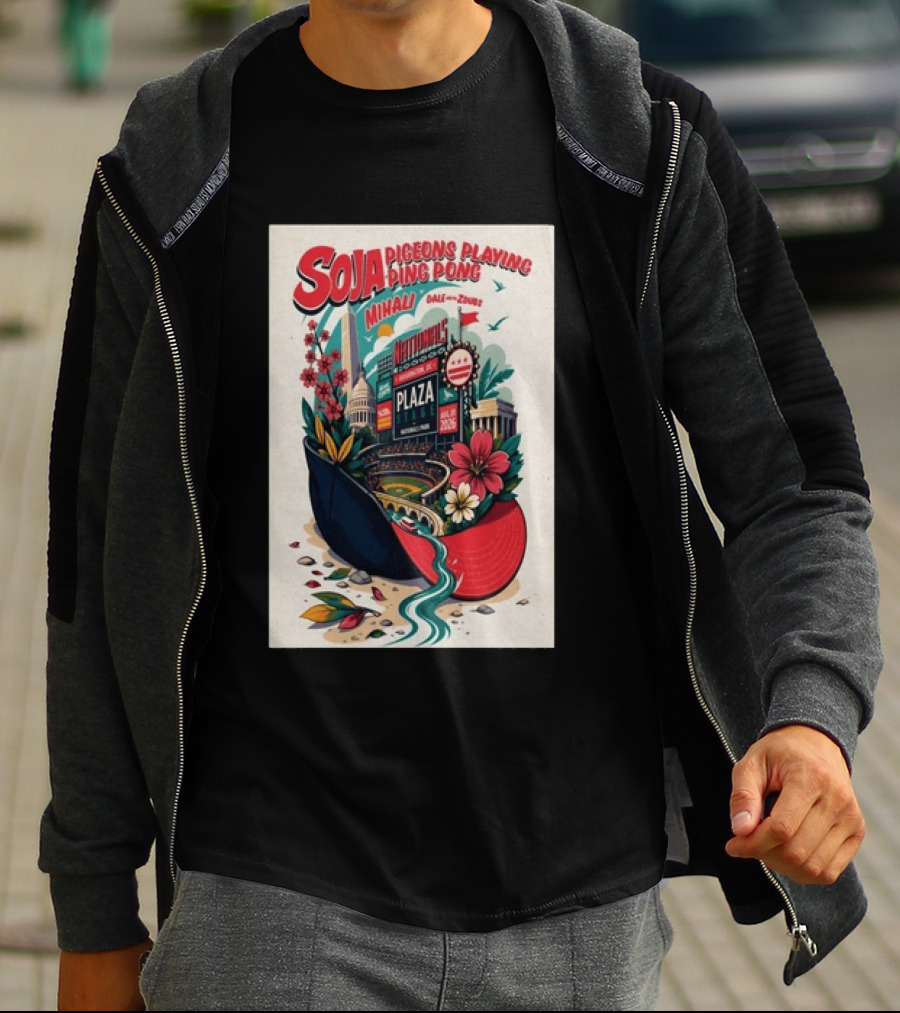 SOJA Pigeons Playing Ping Pong Nationals Park Plaza Stage Washington DC August 1 2026 T-Shirt