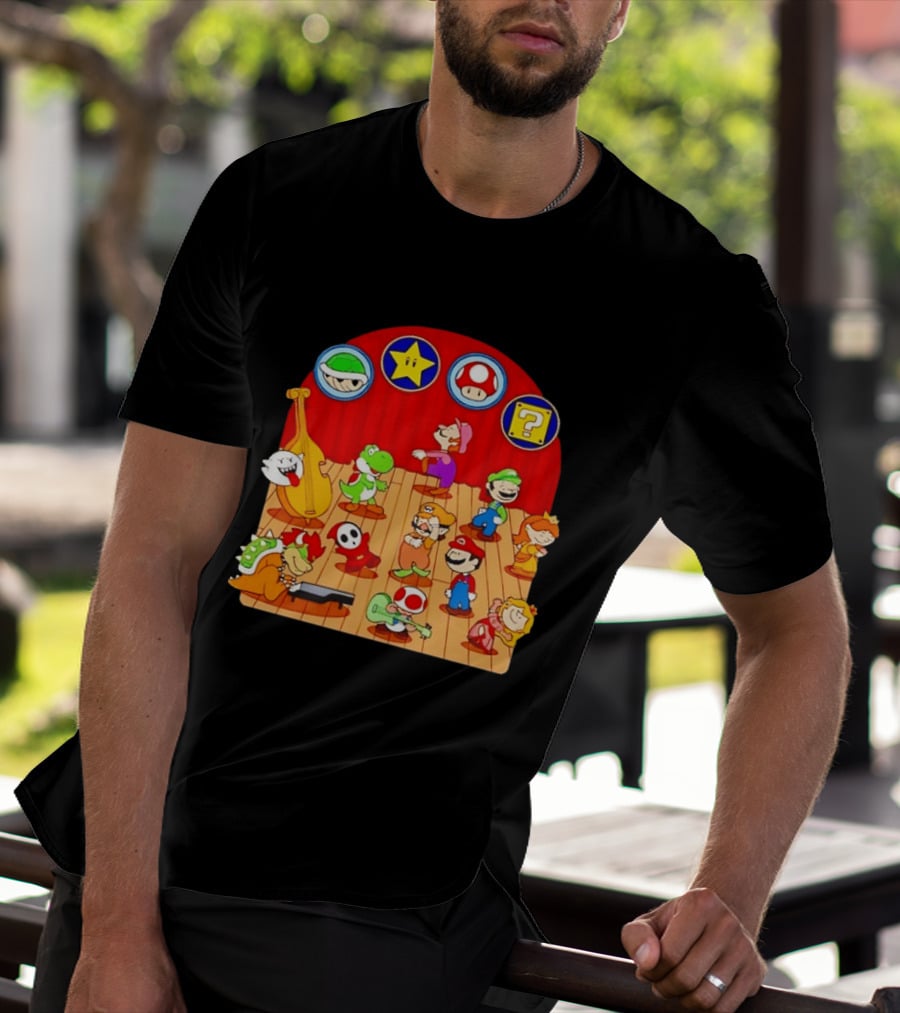 Super Mario Bros Peanuts Characters Dancing Plumber Game Mashup T-Shirt
