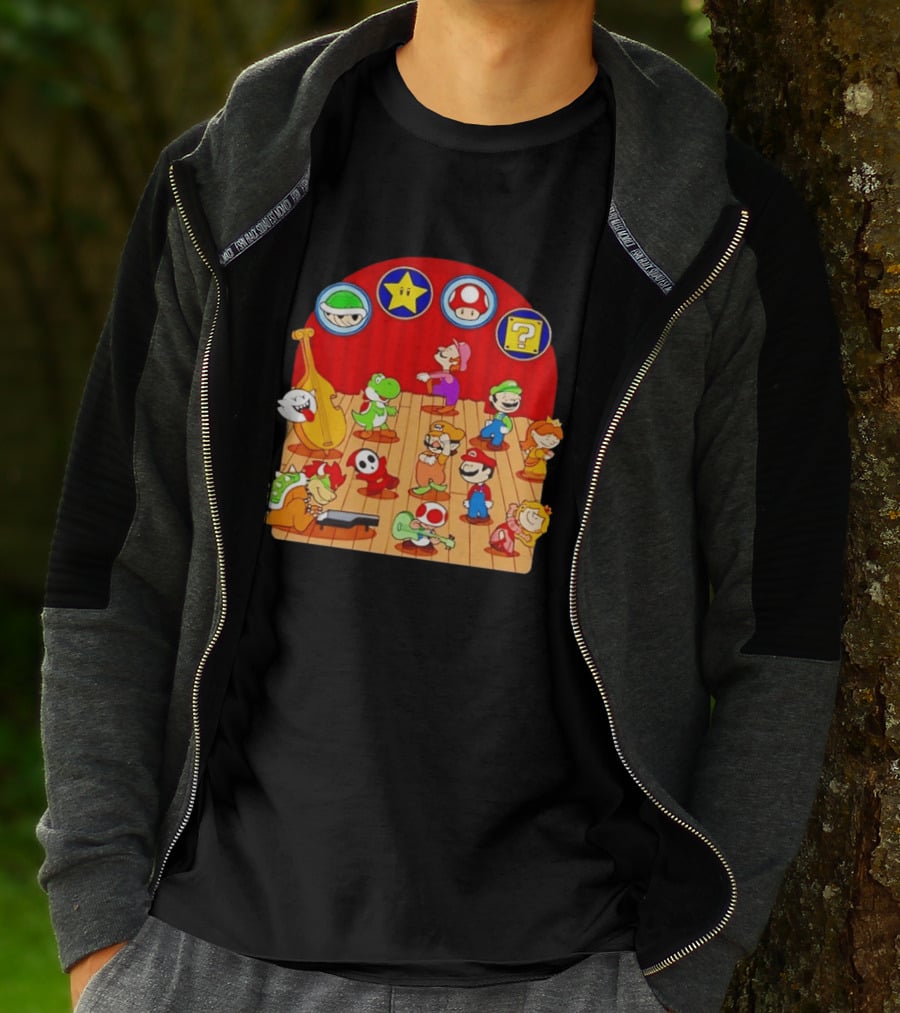 Super Mario Bros Peanuts Characters Dancing Plumber Game Mashup T-Shirt