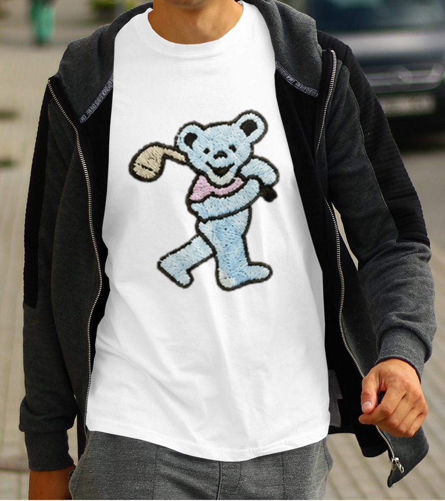 2026 Grateful Dead Bear Golf Embroidered Patch T-Shirt