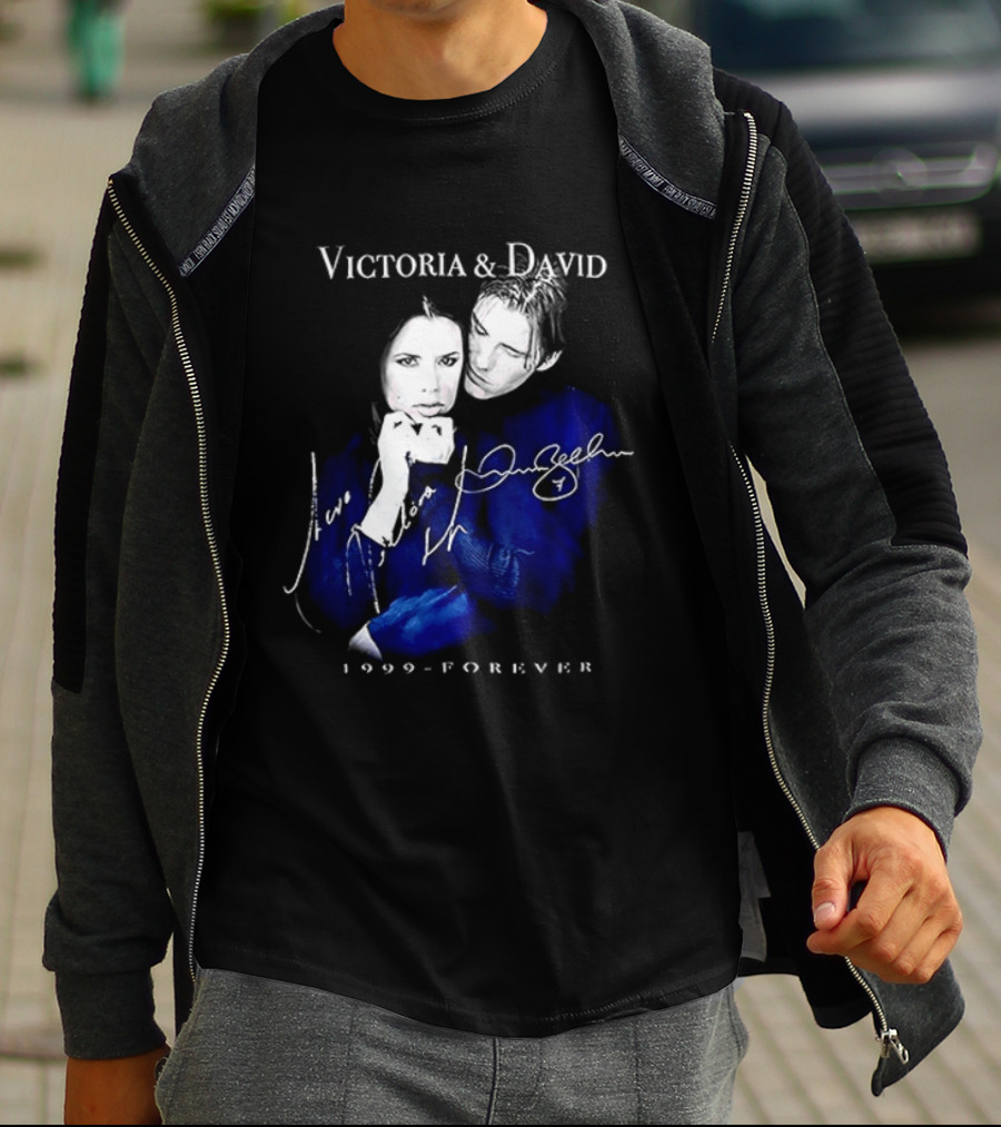 Victoria And David Beckham 1999 Forever Signatures T-Shirt