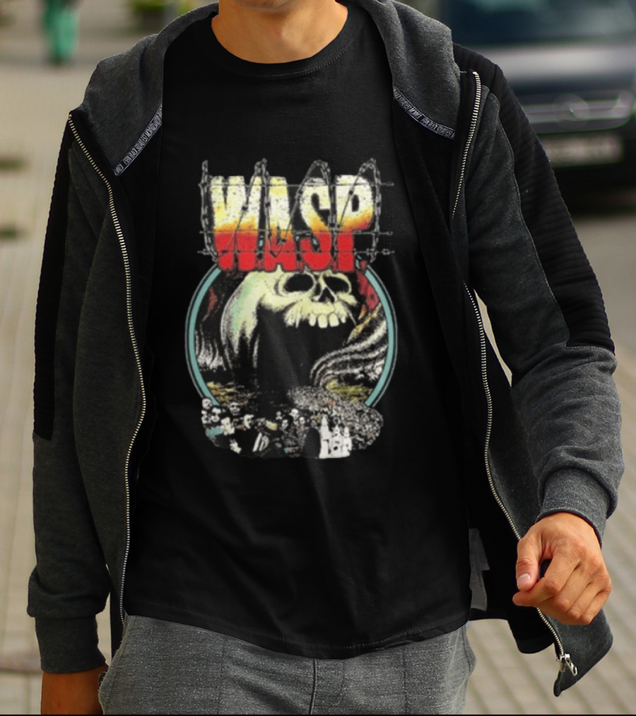 WASP The Headless Children Skull Graphic Barbed Wire T-Shirt