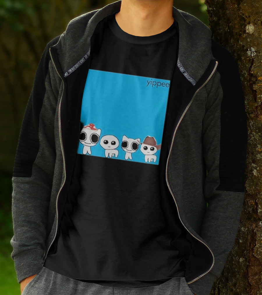 Yippee Blue Album Cringey Cartoon Characters With Cowboy And Chef Hats T-Shirt