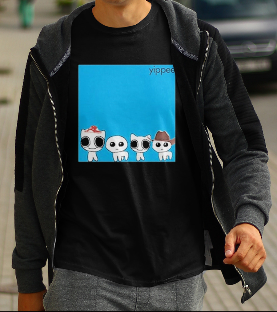 Yippee Blue Album Cringey Cartoon Characters With Cowboy And Chef Hats T-Shirt