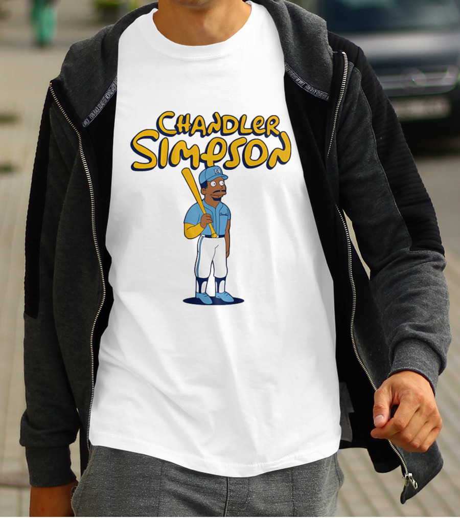 Chandler Simpson Baseball Cartoon T-Shirt
