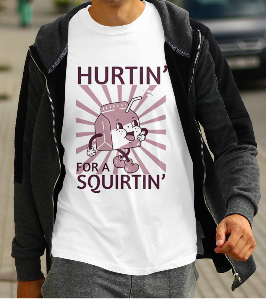 Hurtin' For A Squirtin' Milk Carton Retro Cartoon T-Shirt