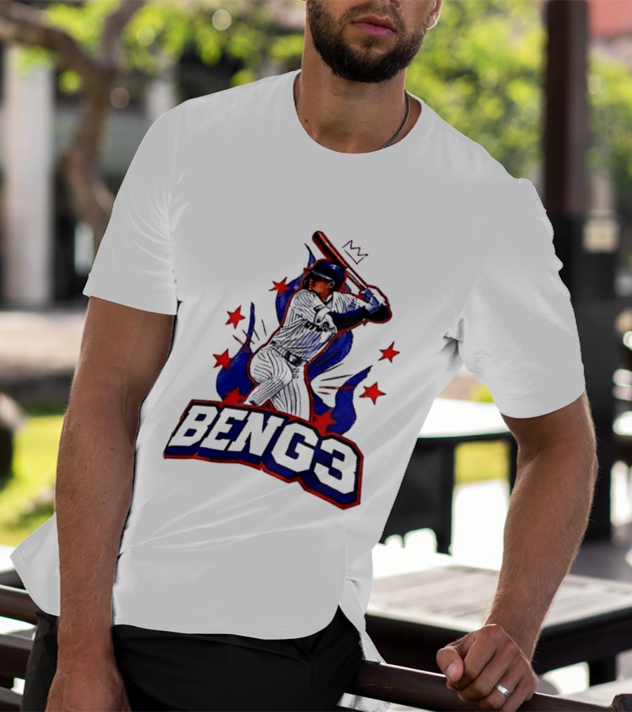 BENG3 Baseball Player Pinstripe Jersey Crown Stars T-Shirt