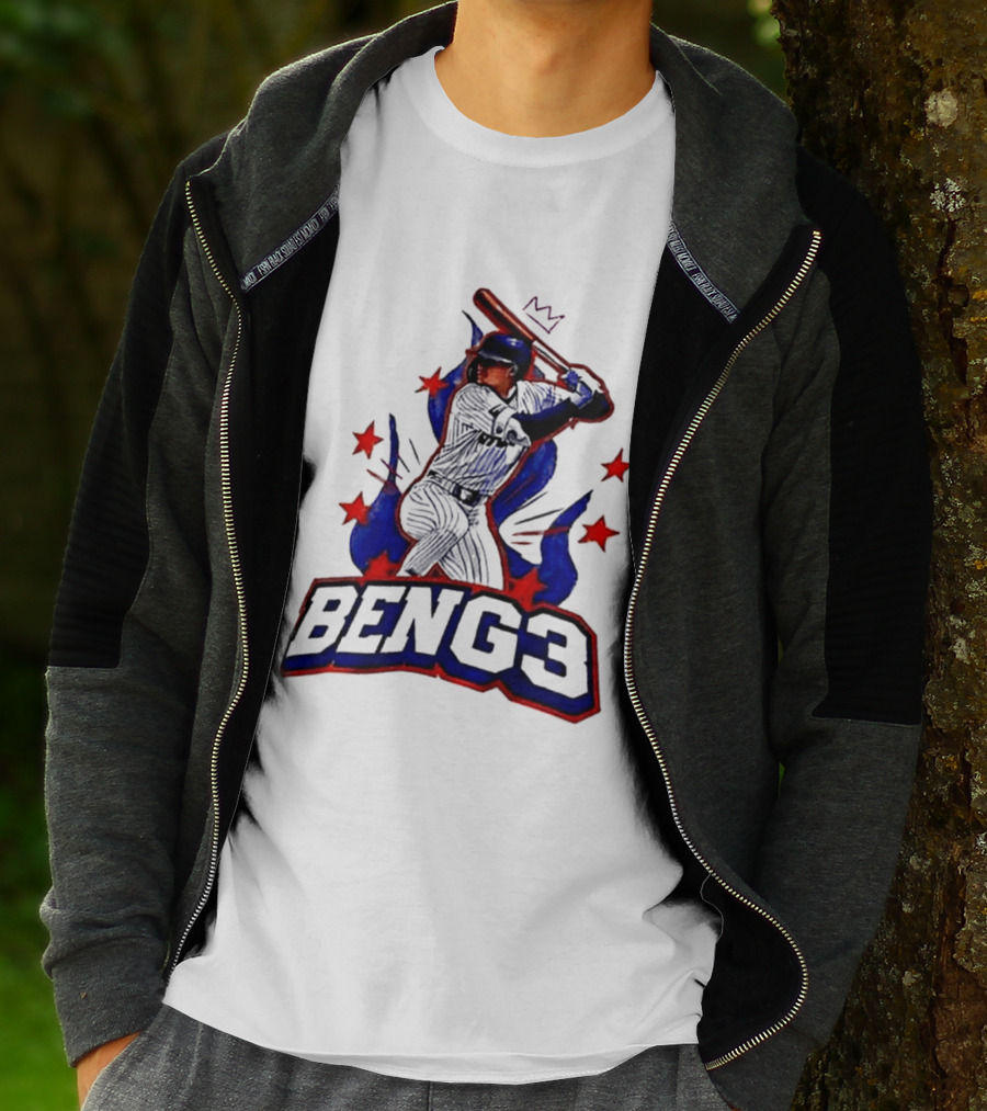 BENG3 Baseball Player Pinstripe Jersey Crown Stars T-Shirt