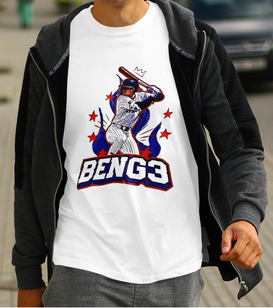 BENG3 Baseball Player Pinstripe Jersey Crown Stars T-Shirt