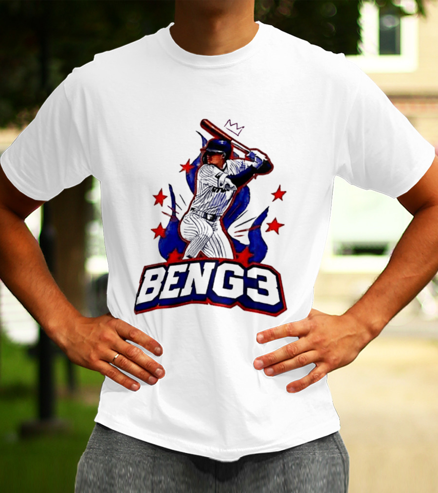 BENG3 Baseball Player Pinstripe Jersey Crown Stars T-Shirt