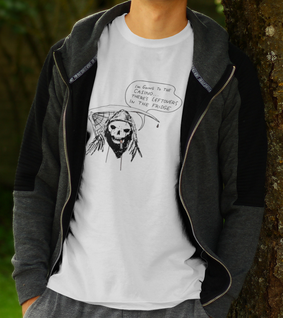 Skeleton Smoking Going To The Casino Leftovers In The Fridge T-Shirt