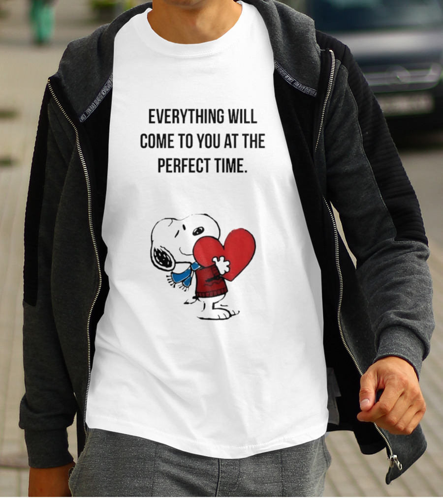 Snoopy Peanuts Everything Will Come To You At The Perfect Time Red Heart T-Shirt