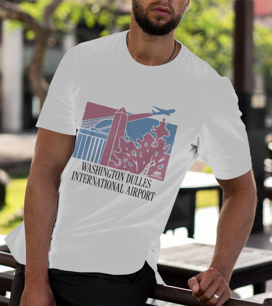 Washington Dulles International Airport Airplane And Monument Scene T-Shirt