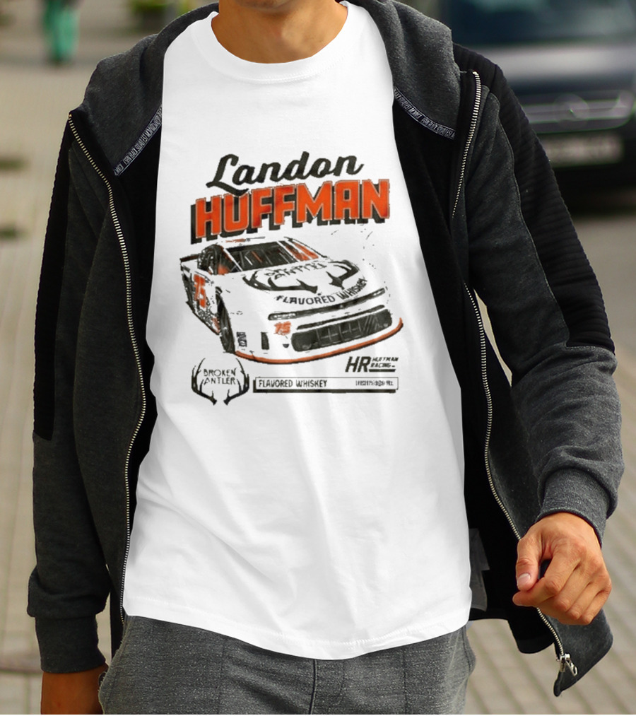 Landon Huffman 2026 Get Bucked Broken Antler Flavored Whiskey Racing Car T-Shirt