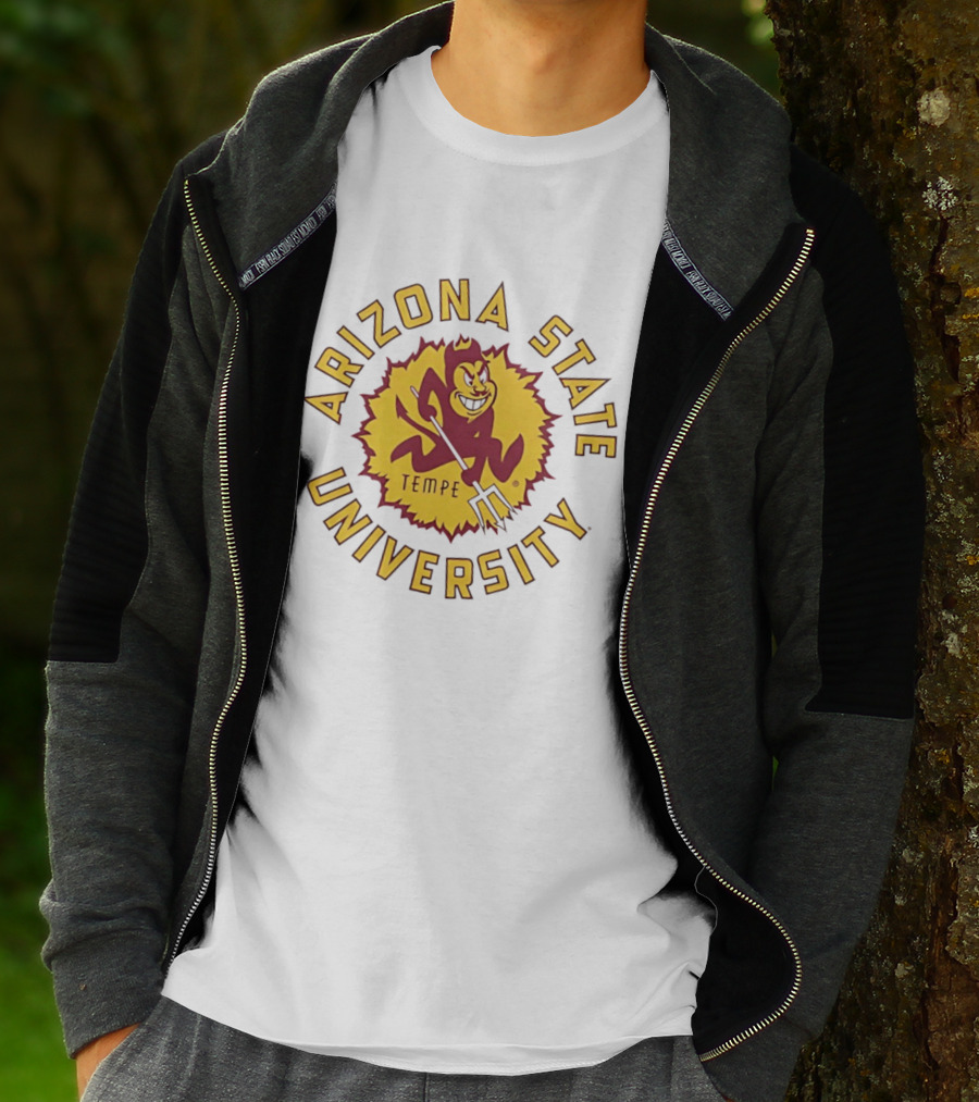 Arizona State University Sunburst Tempe Sparky Pitchfork T-Shirt
