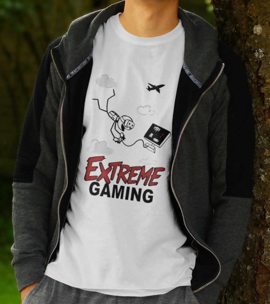 Boys Extreme Gaming Adventure Controller Clouds Plane T-Shirt
