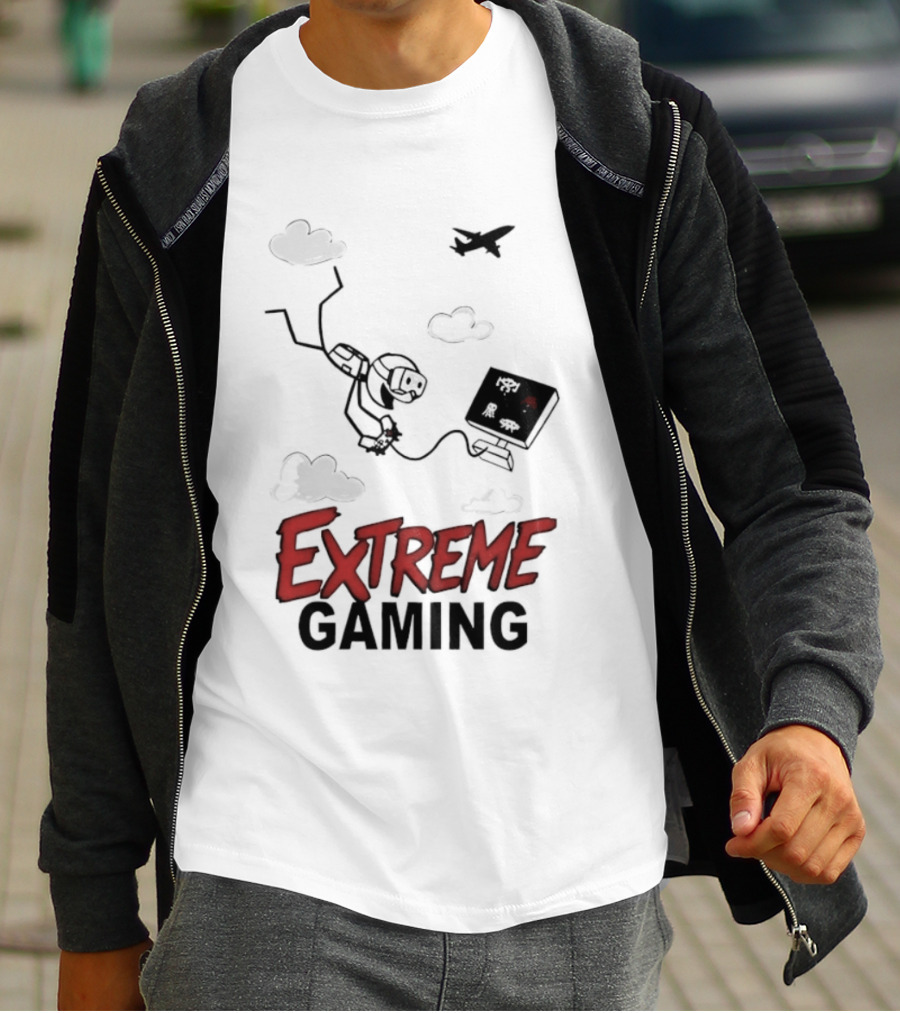 Boys Extreme Gaming Adventure Controller Clouds Plane T-Shirt