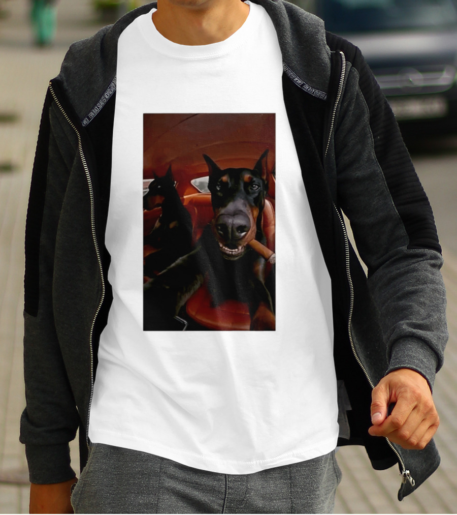 Doberman Smoking Cigar In Car Selfie T-Shirt