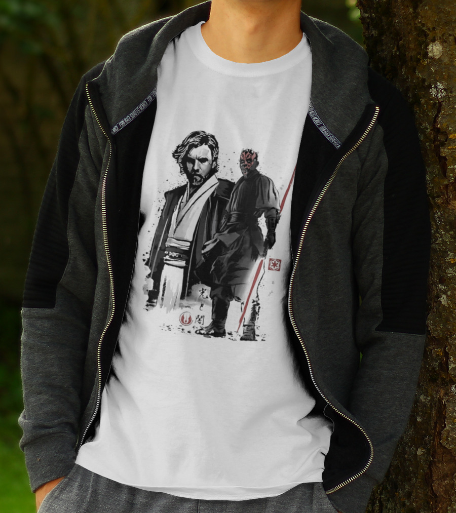 Fueled By Hatred And Revenge Obi Wan Kenobi Darth Maul Japanese Sumi E T-Shirt