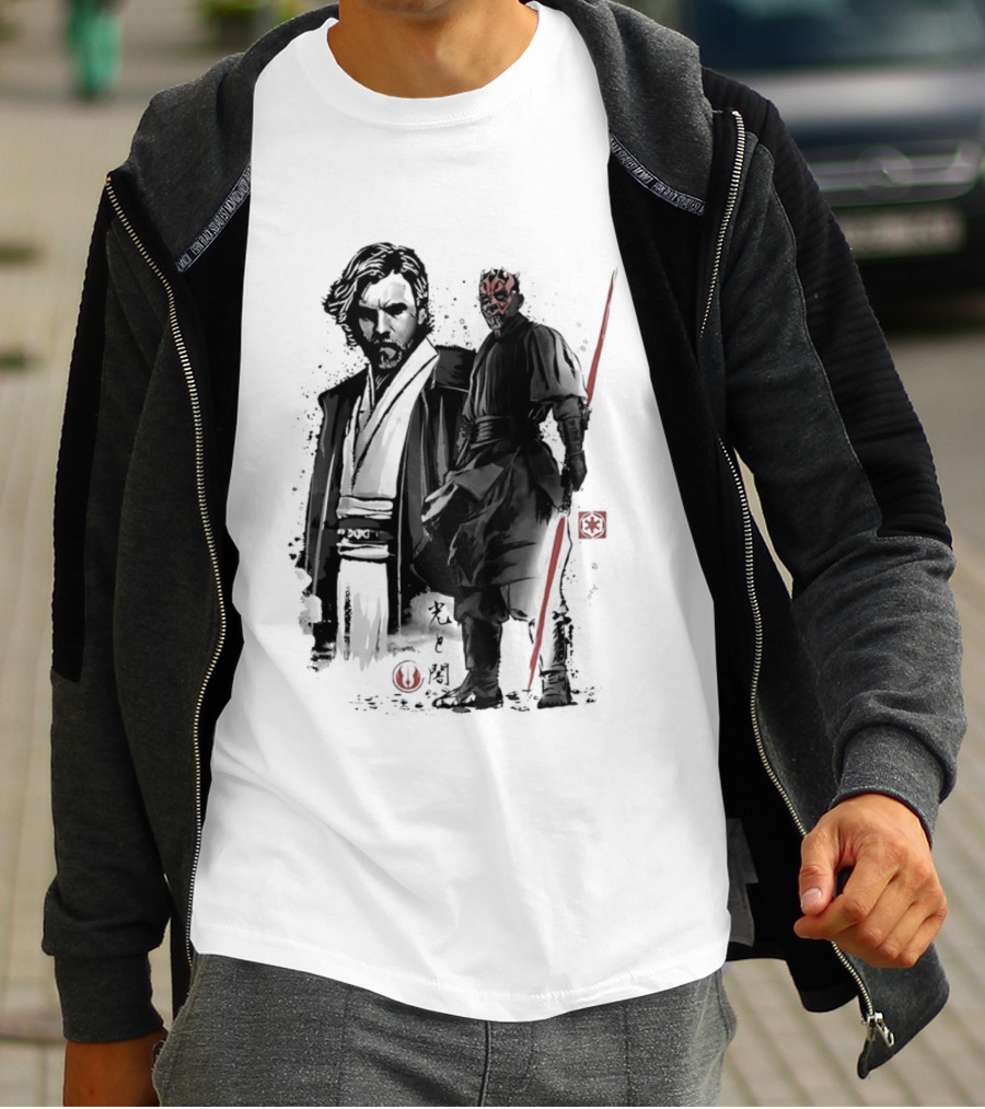 Fueled By Hatred And Revenge Obi Wan Kenobi Darth Maul Japanese Sumi E T-Shirt