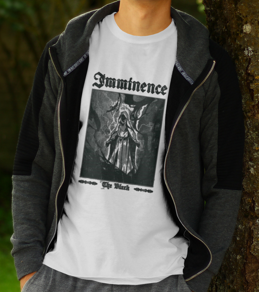 Imminence The Black Oracle Cloaked Figure With Lightning And Trees T-Shirt