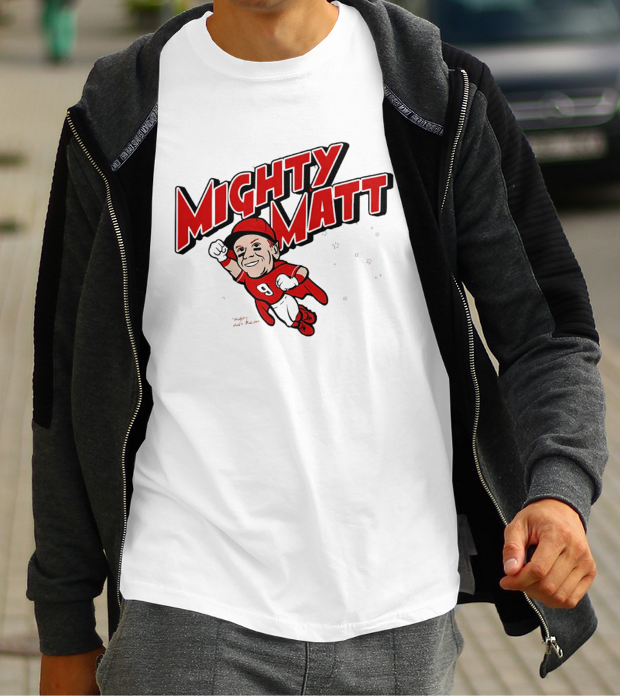 Mighty Matt McLain Cincinnati Reds Cartoon Superman T-Shirt
