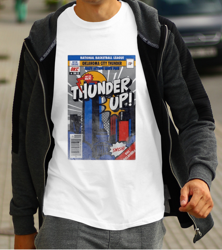 National Basketball League Oklahoma City Thunder Up Comic Action More Fun Swish T-Shirt