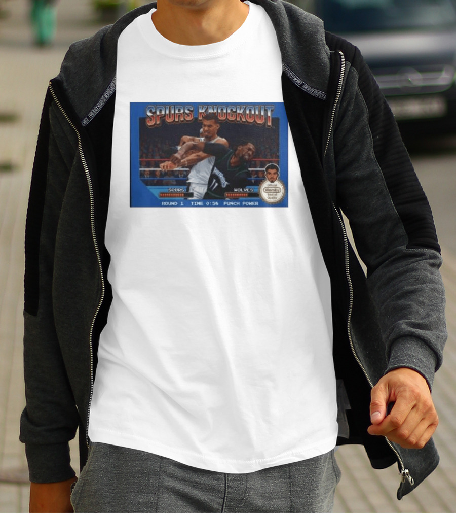 Original Spurs Knockout Official Wemby Spurs Vs Wolves Round 1 Time Punch Power T-Shirt
