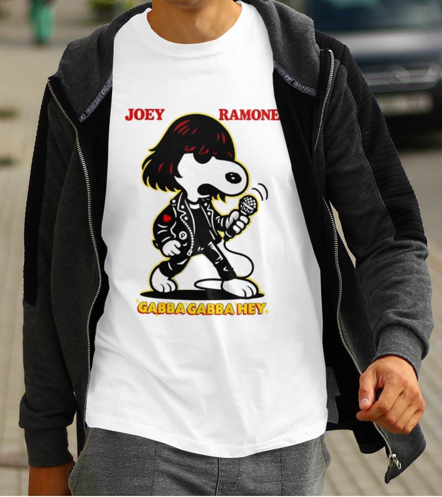 Snoopy Joey Ramone Gabba Gabba Hey Peanuts Crossover Iconic Collaboration T-Shirt