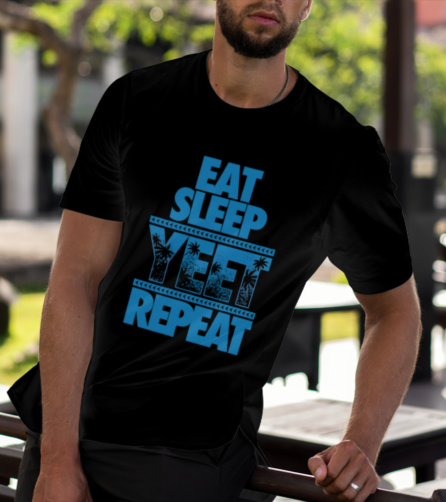 Eat Sleep Yeet Repeat WWE Jey Uso Blue Tropical T-Shirt