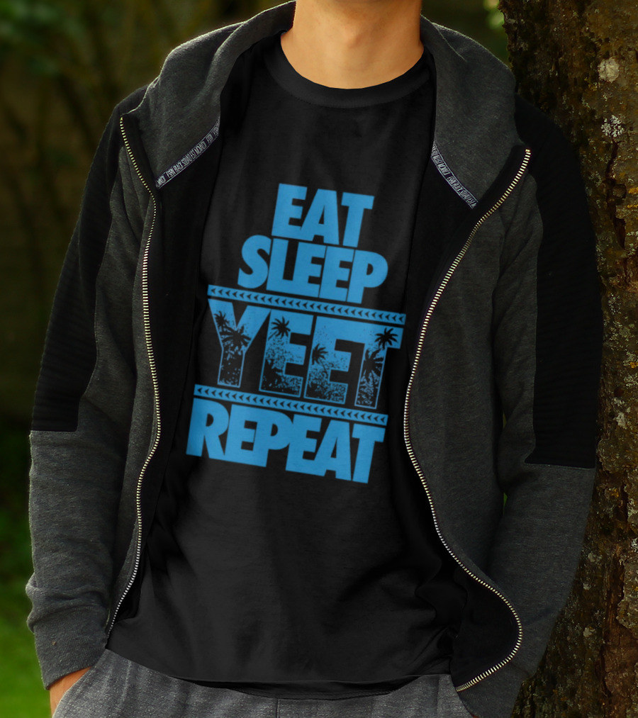 Eat Sleep Yeet Repeat WWE Jey Uso Blue Tropical T-Shirt