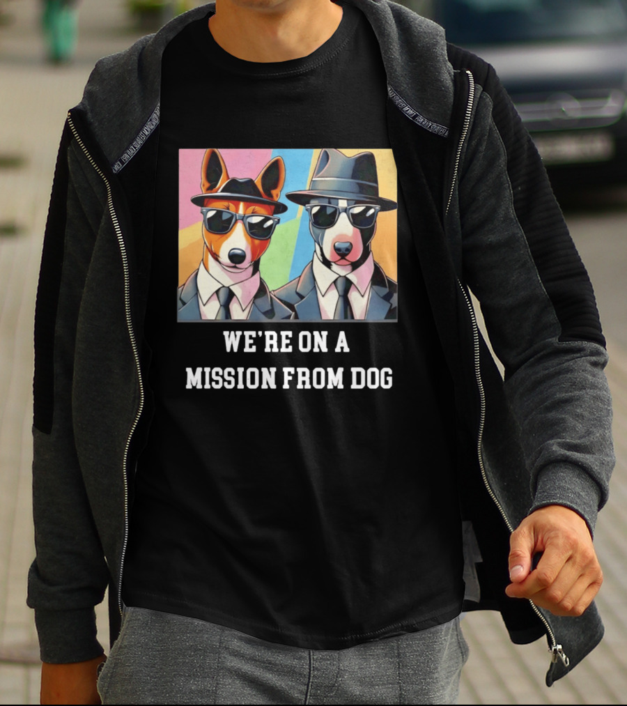 Basenji Dog Black Suit Mission From Dog Sunglasses And Hats T-Shirt