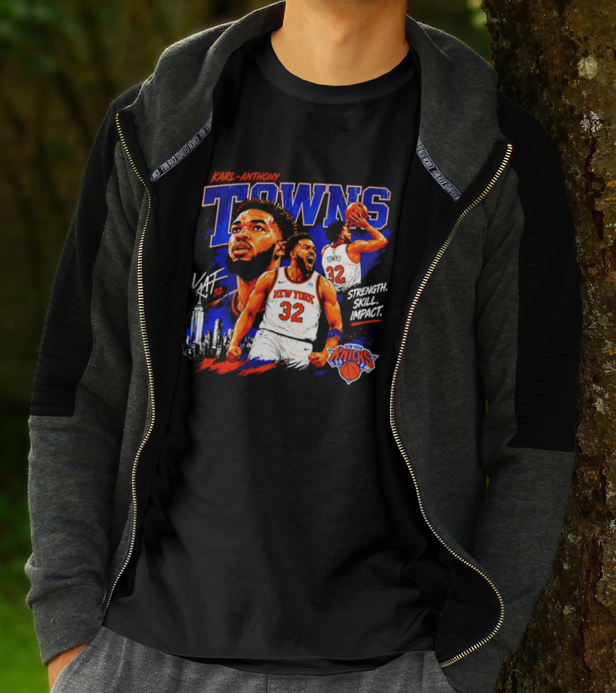Karl Anthony Towns New York Knicks Strength Skill Impact 32 T-Shirt