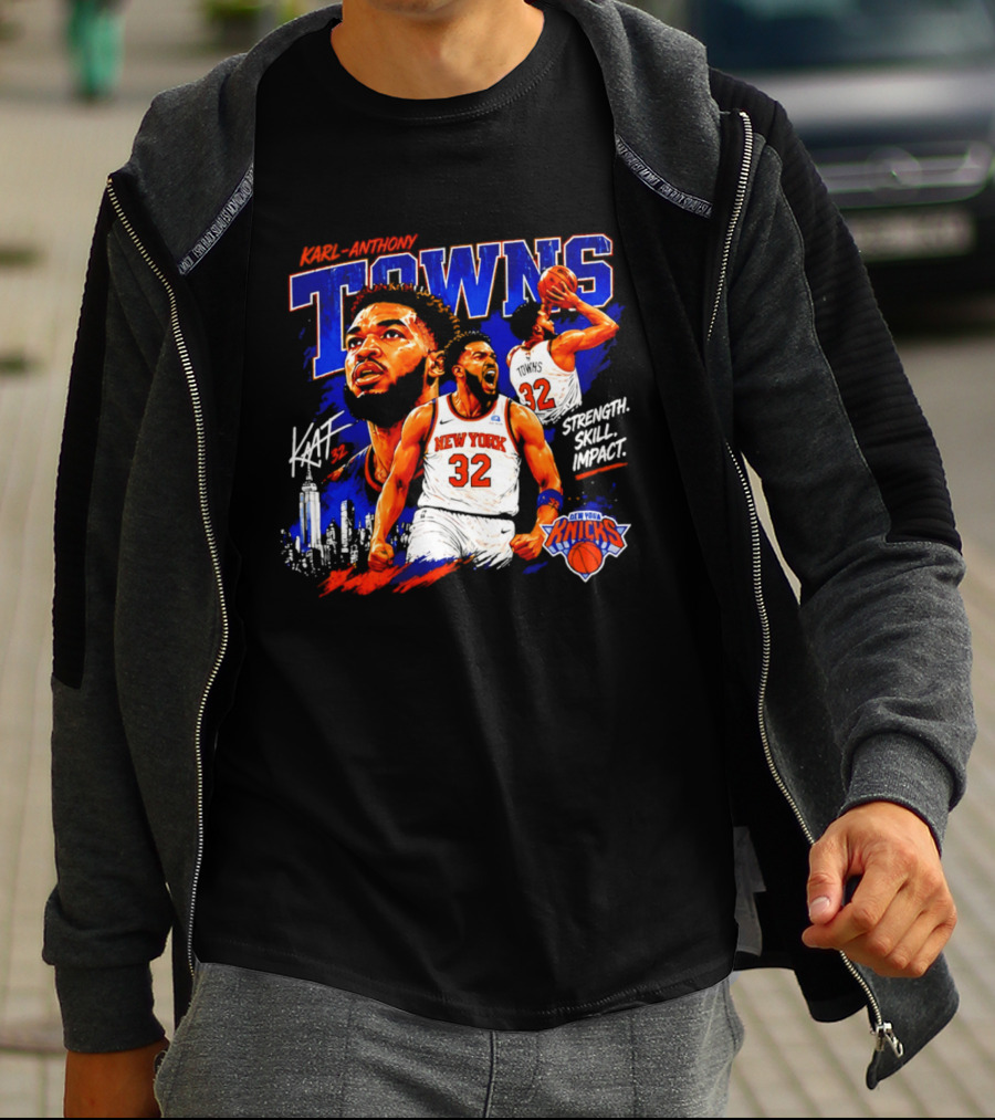 Karl Anthony Towns New York Knicks Strength Skill Impact 32 T-Shirt