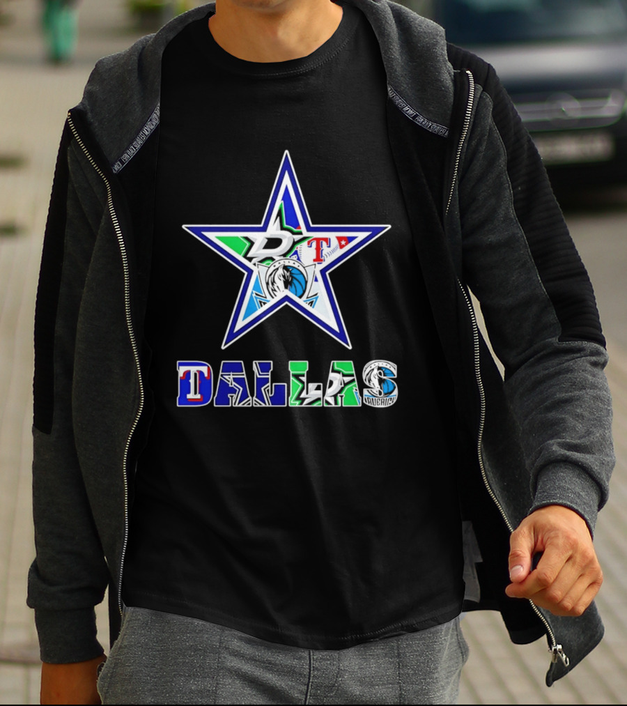 Dallas Cowboys Mavericks Stars Rangers Sports Team Star Mashup T-Shirt