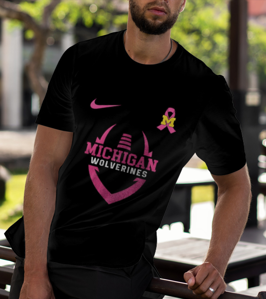 Michigan Wolverines Pink Out Real Fans Wear Pink Nike M T-Shirt