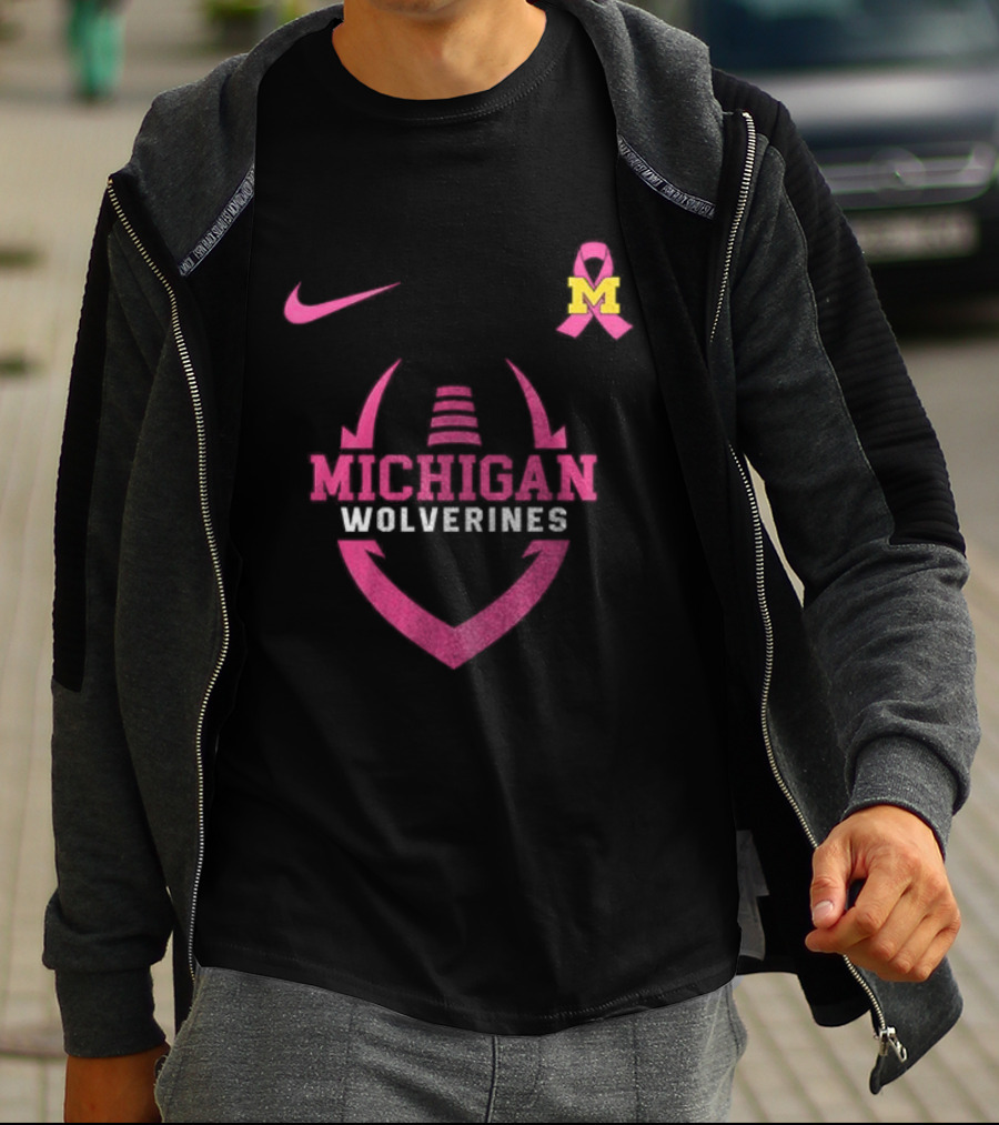 Michigan Wolverines Pink Out Real Fans Wear Pink Nike M T-Shirt