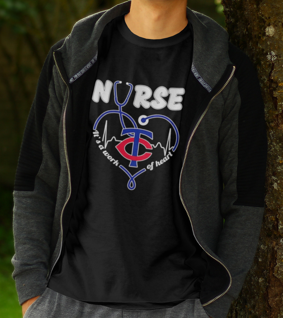 Minnesota Twins Stethoscope Nurse It's A Work Of Heart T-Shirt