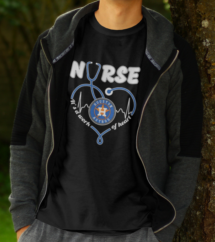 Houston Astros Nurse Stethoscope It's A Work Of Heart T-Shirt