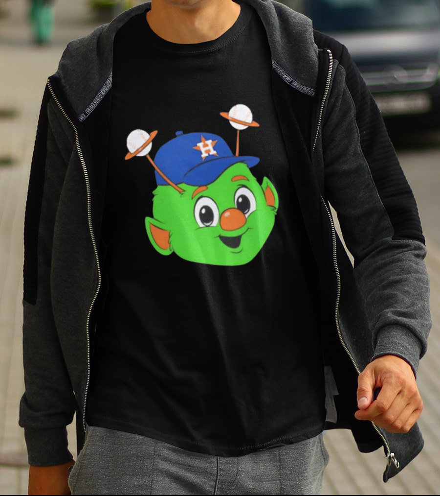 Houston Astros Orbit Character Face With Baseball Antennae T-Shirt