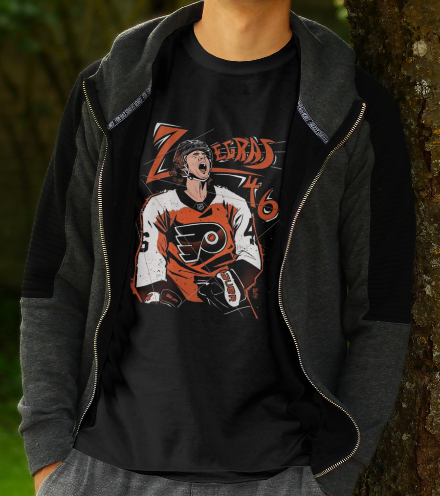 Zegras 46 Philadelphia Flyers Hockey Bauer Sports T-Shirt
