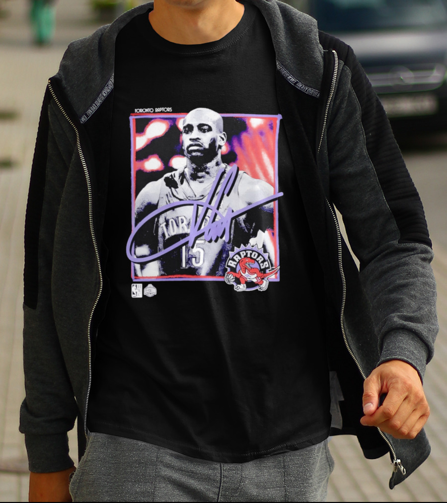 Vince Carter Number 15 Toronto Raptors NBA Hardwood Classics Freeze Frame T-Shirt