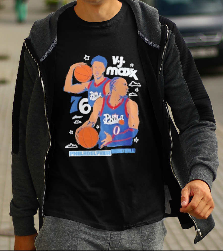 Vj Maxx Philadelphia 76ers Basketball Cartoon Nba 2026 T-Shirt