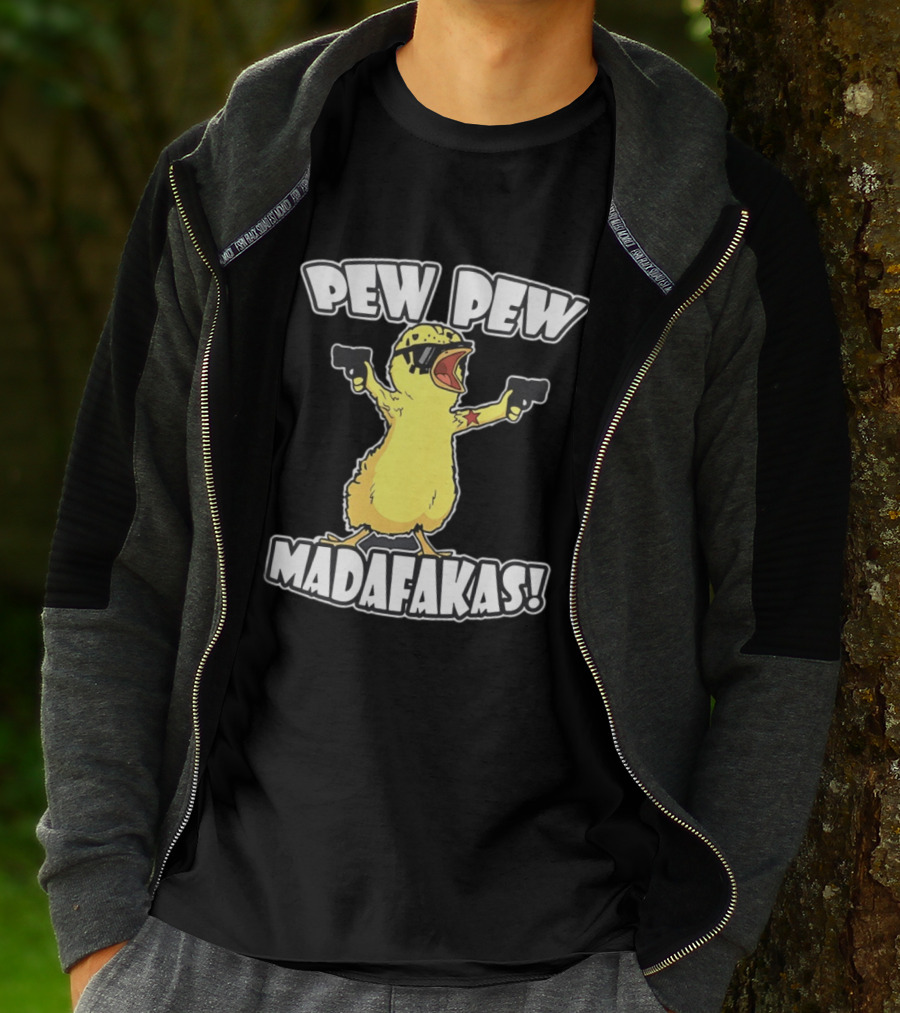 Pew Pew Madafakas Yellow Duck With Pistols T-Shirt