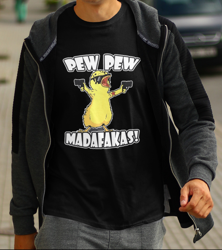 Pew Pew Madafakas Yellow Duck With Pistols T-Shirt