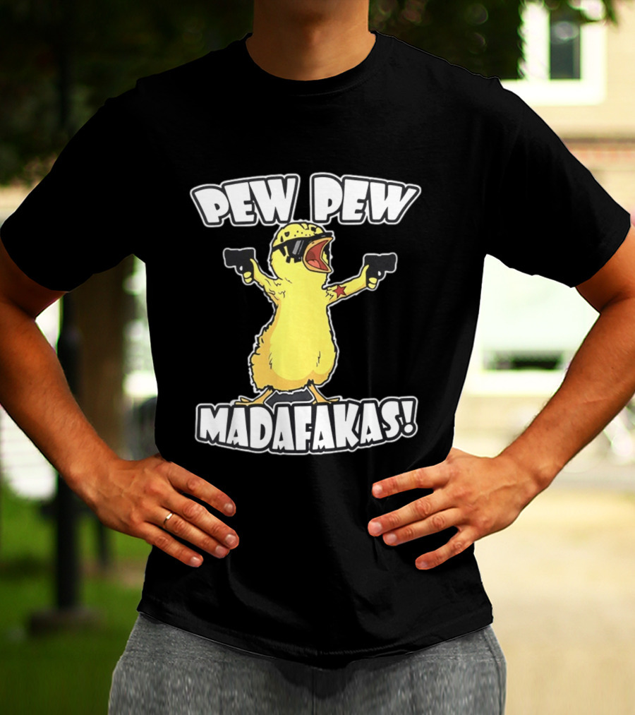Pew Pew Madafakas Yellow Duck With Pistols T-Shirt