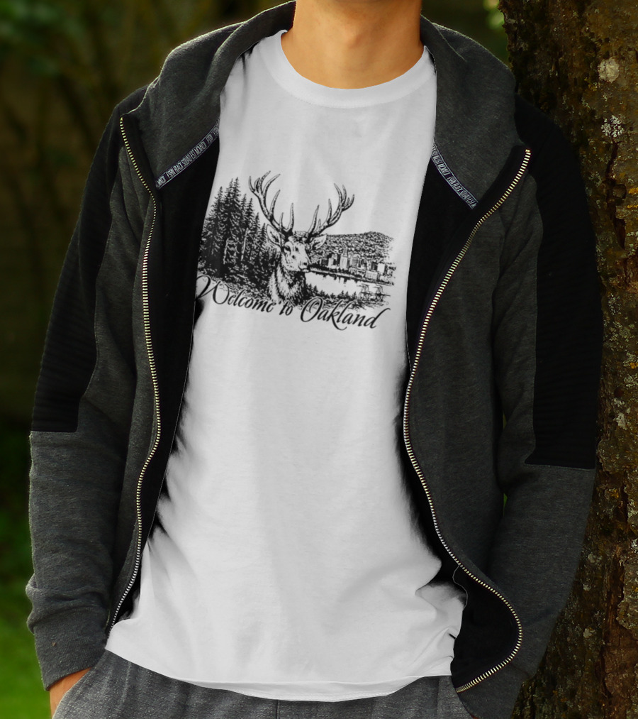 Welcome To Oakland Deer And Forest Scene T-Shirt