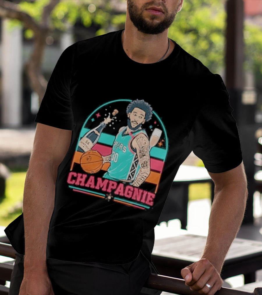 San Antonio Spurs Julian Champagnie 90s Style Basketball T-Shirt